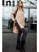 Übergroße isolierte Tunika mit asymmetrisch geschnittener Seite, Beige FI726 - Online-Shop - Boutique